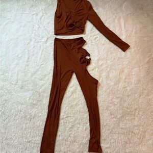Brown Cut-Out Two-Piece Set